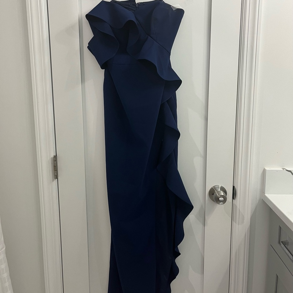 Ruffled maxi dress with slit
